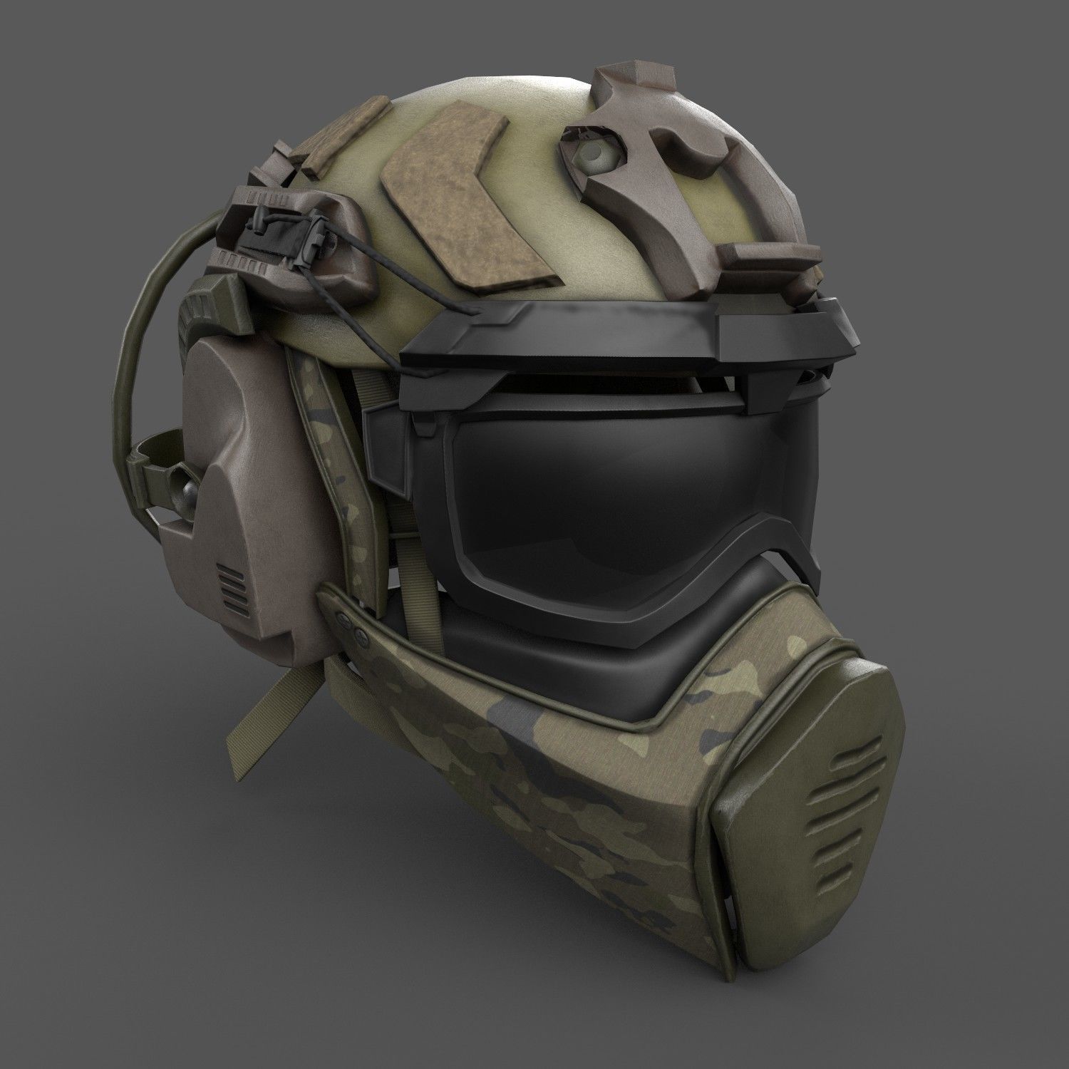 Scifi helmet military  Low-poly 3D model_1