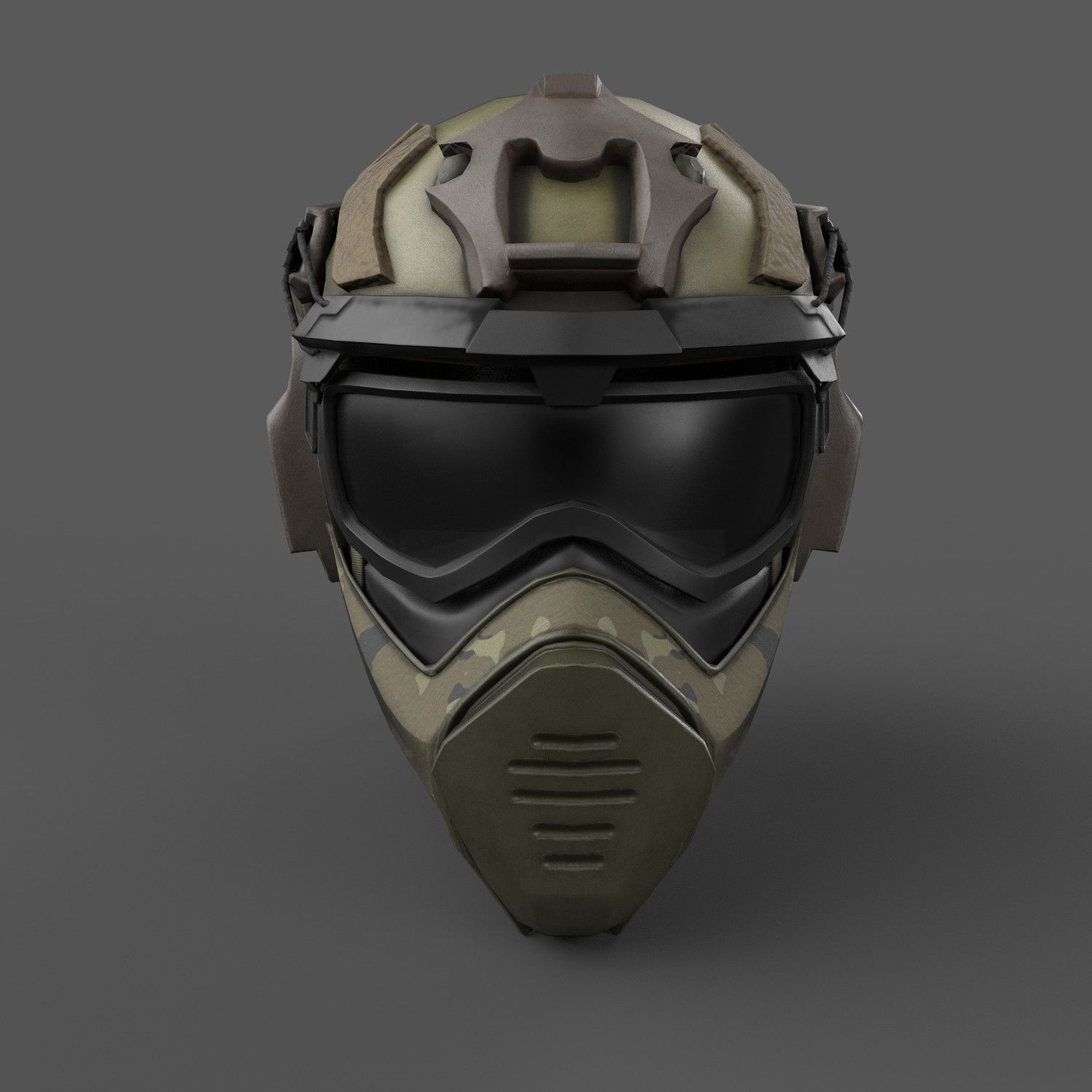 Scifi helmet military  Low-poly 3D model_2
