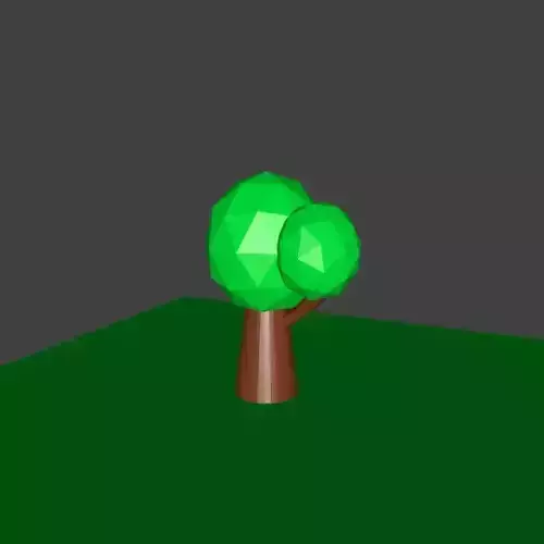 Low-poly tree with leaves