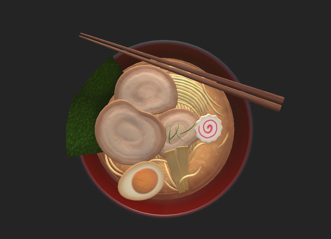 Ramen bowl with leaf 3D model_23