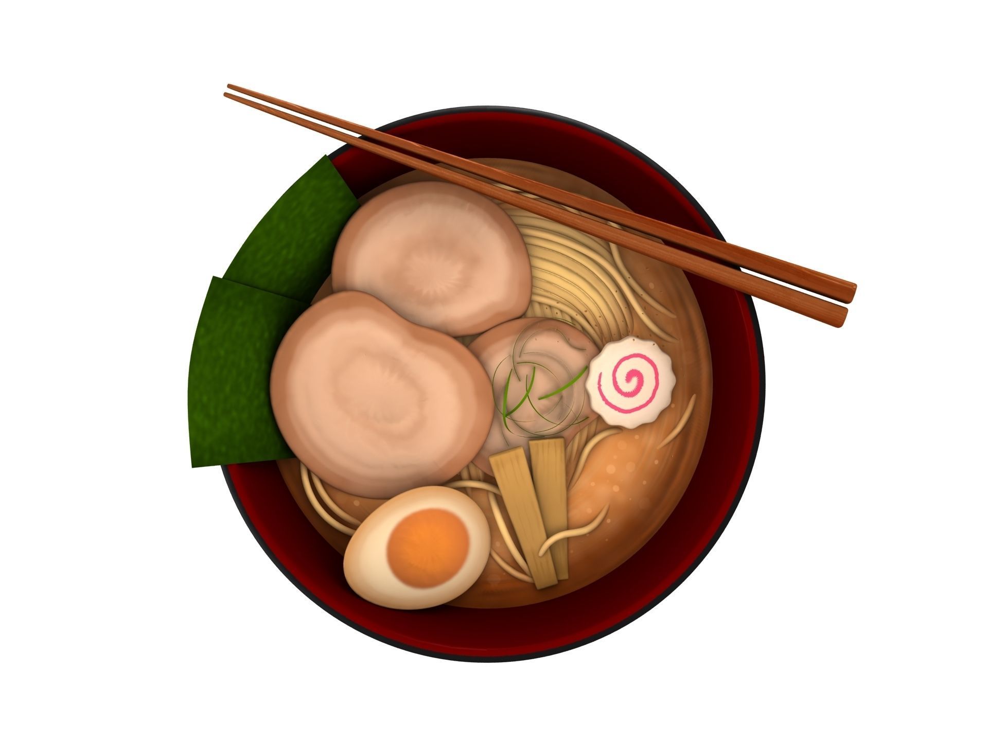 Ramen bowl with leaf 3D model_6