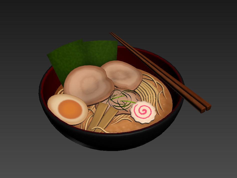 Ramen bowl with leaf 3D model_7