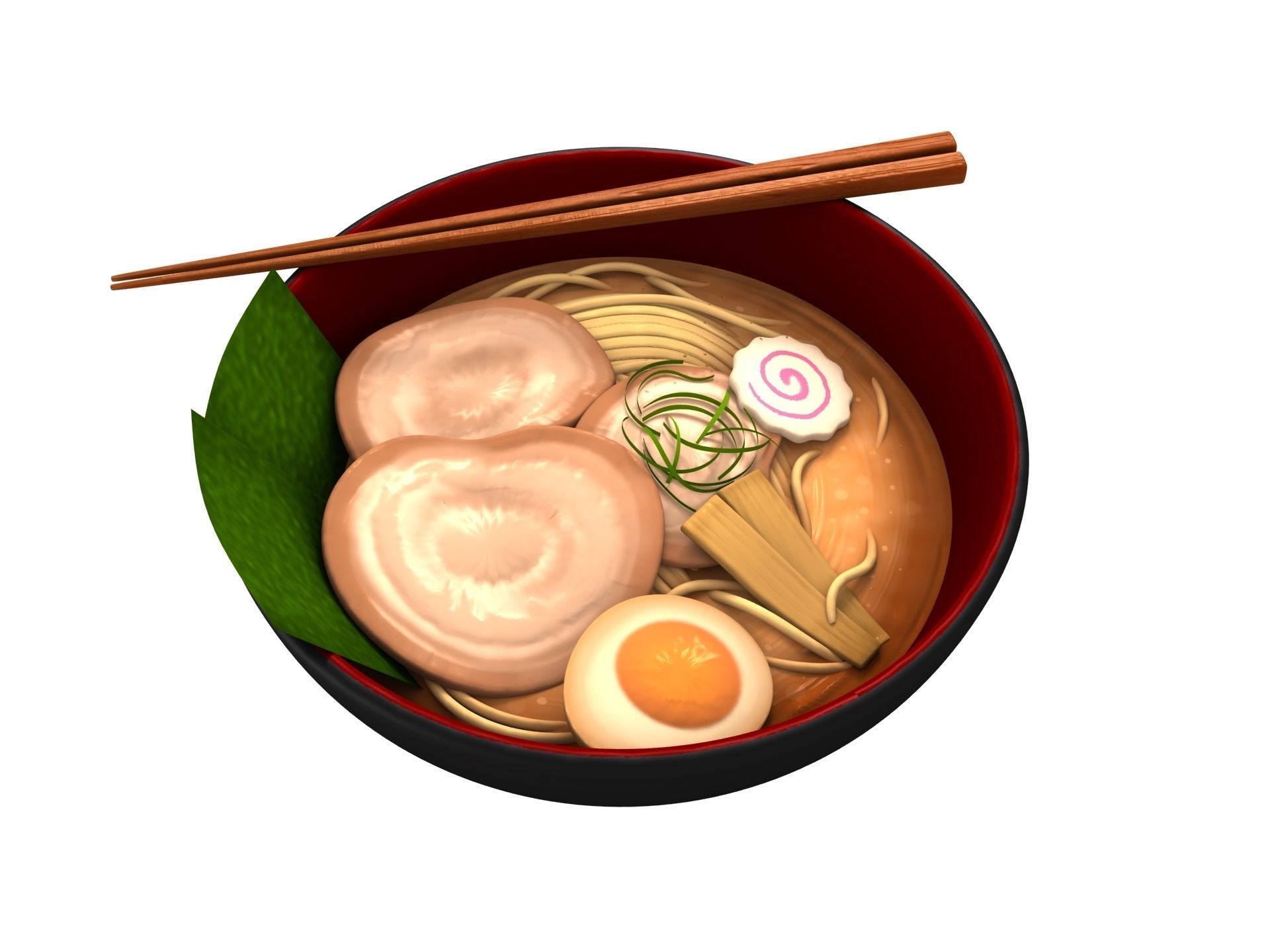 Ramen bowl with leaf 3D model_1