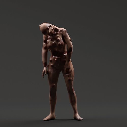 Infected Woman Zombie Character - Rigged - Textured Low-poly 3D model