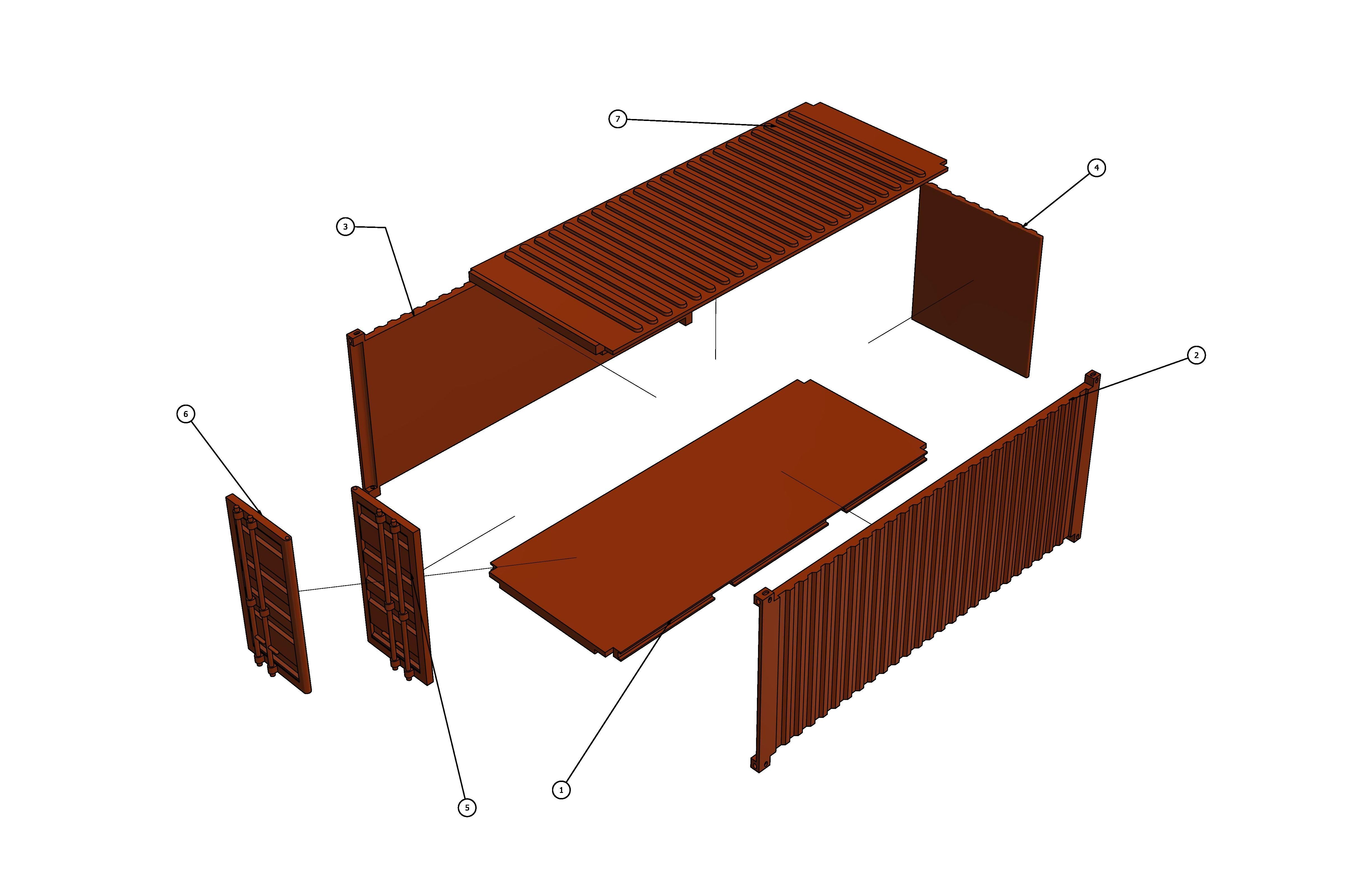 6 Meter Shipping Container Model Kit 3D print model_2