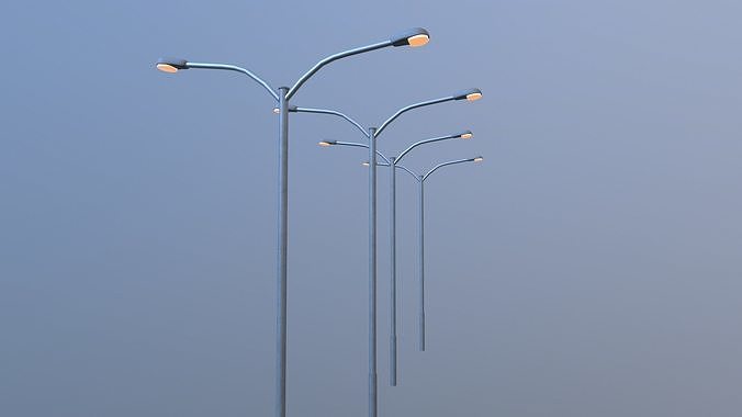 Low poly Streetlight Model street lamp with two lights Low-poly 3D model