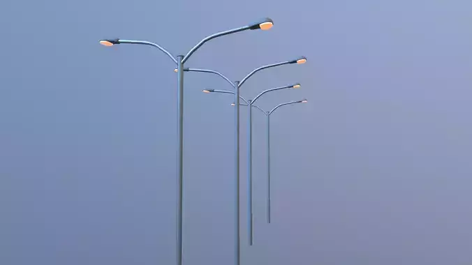 Low poly Streetlight Model street lamp with two lights Low-poly 3D model