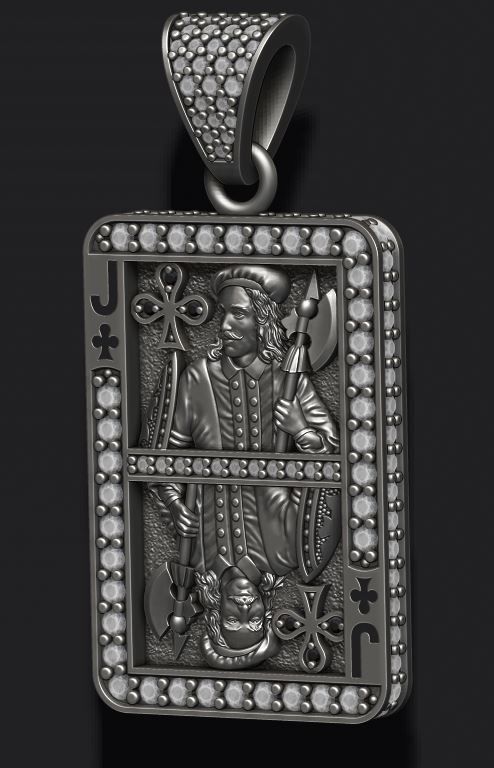 Club Jack playing card pendant 3D print model_4