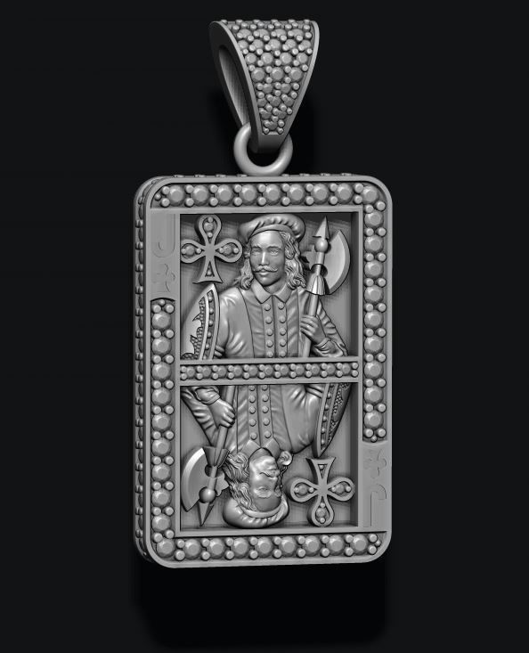 Club Jack playing card pendant 3D print model_6