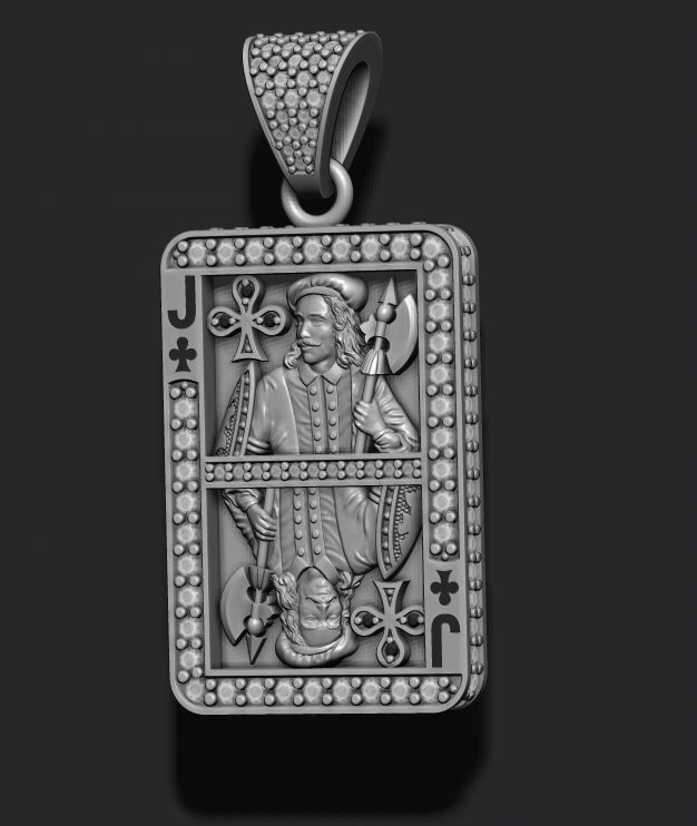 Club Jack playing card pendant 3D print model_7