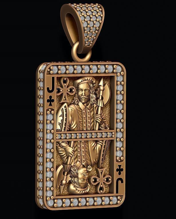 Club Jack playing card pendant 3D print model_2