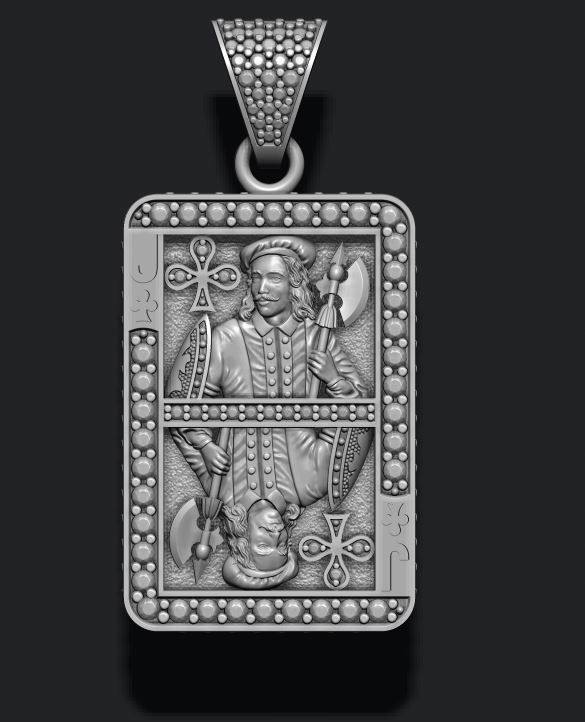 Club Jack playing card pendant 3D print model_3