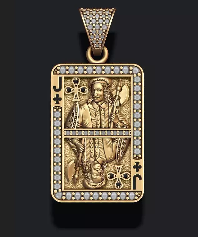 Club Jack playing card pendant 3D print model_0