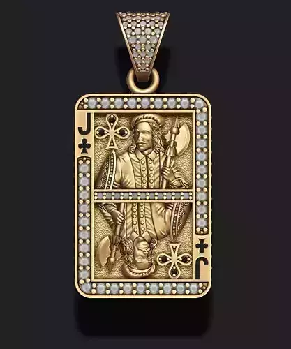 Club Jack playing card pendant 3D print model