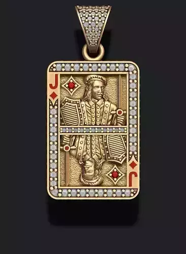 Diamonds Jack playing card pendant 3D print model