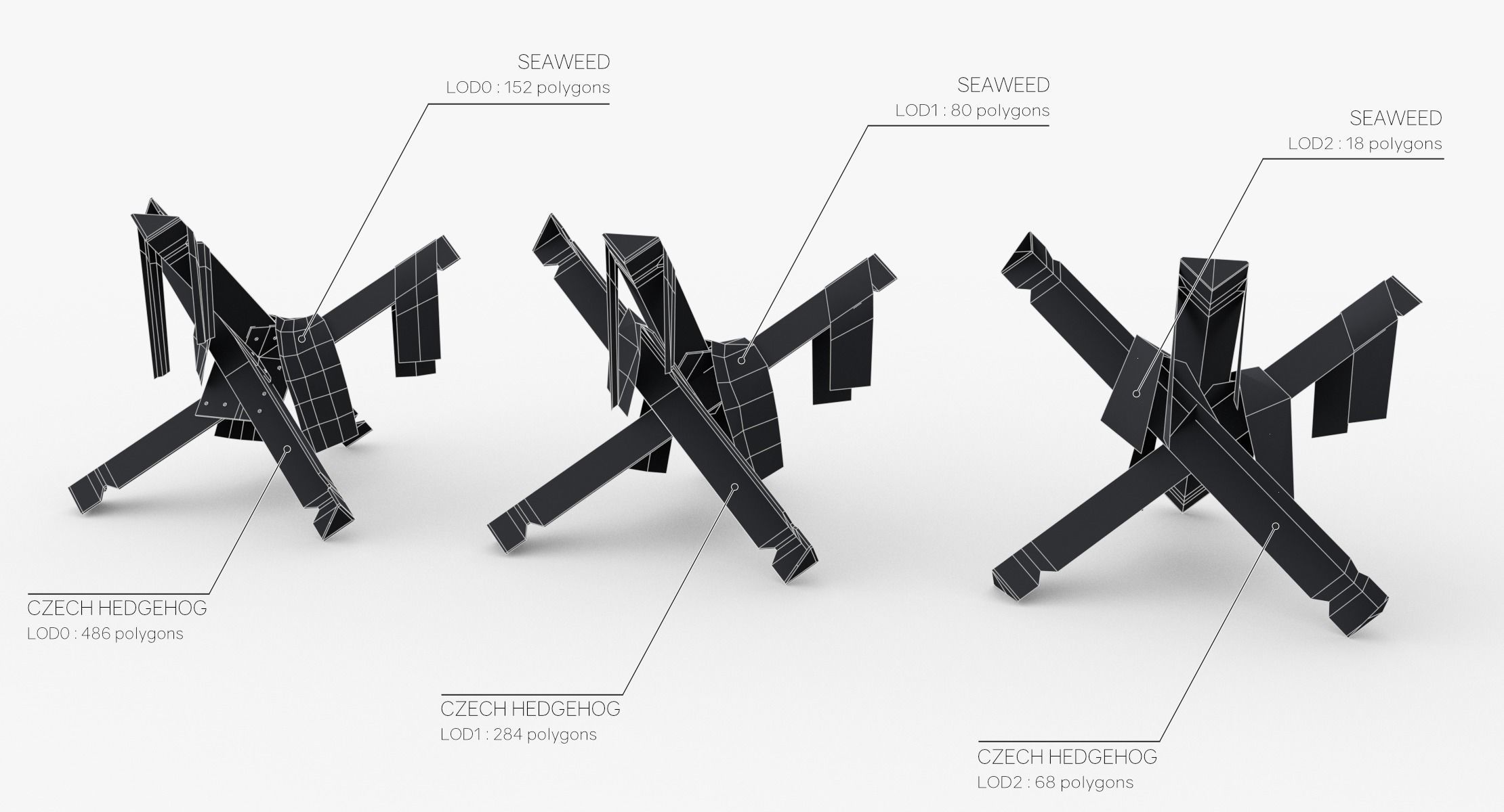 Czech hedgehog Obstacle WWII Low-poly 3D model_30