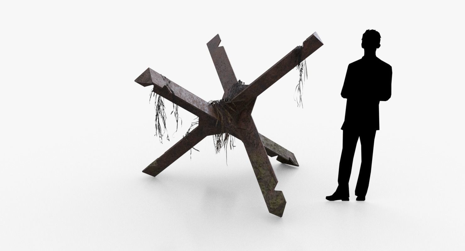 Czech hedgehog Obstacle WWII Low-poly 3D model_2