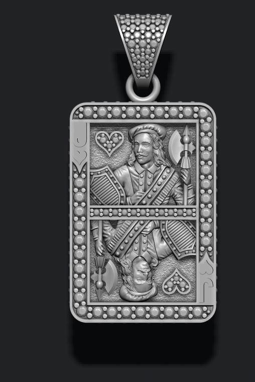 Heart Jack playing card pendant 3D print model_2