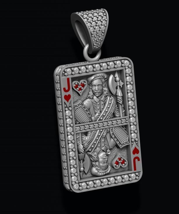 Heart Jack playing card pendant 3D print model_5