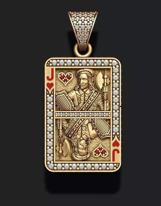 Heart Jack playing card pendant 3D print model_0