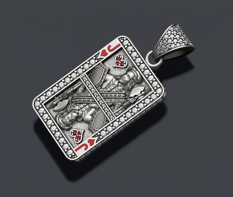 Heart Jack playing card pendant 3D print model_1