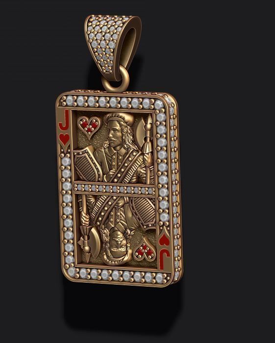 Heart Jack playing card pendant 3D print model_3
