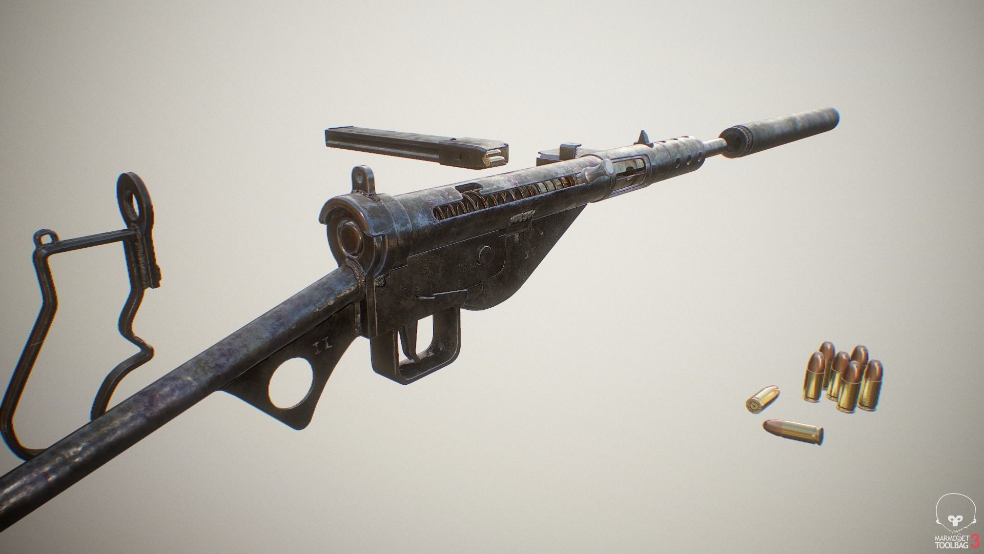 Sten Gun MK II Low-poly 3D model_13