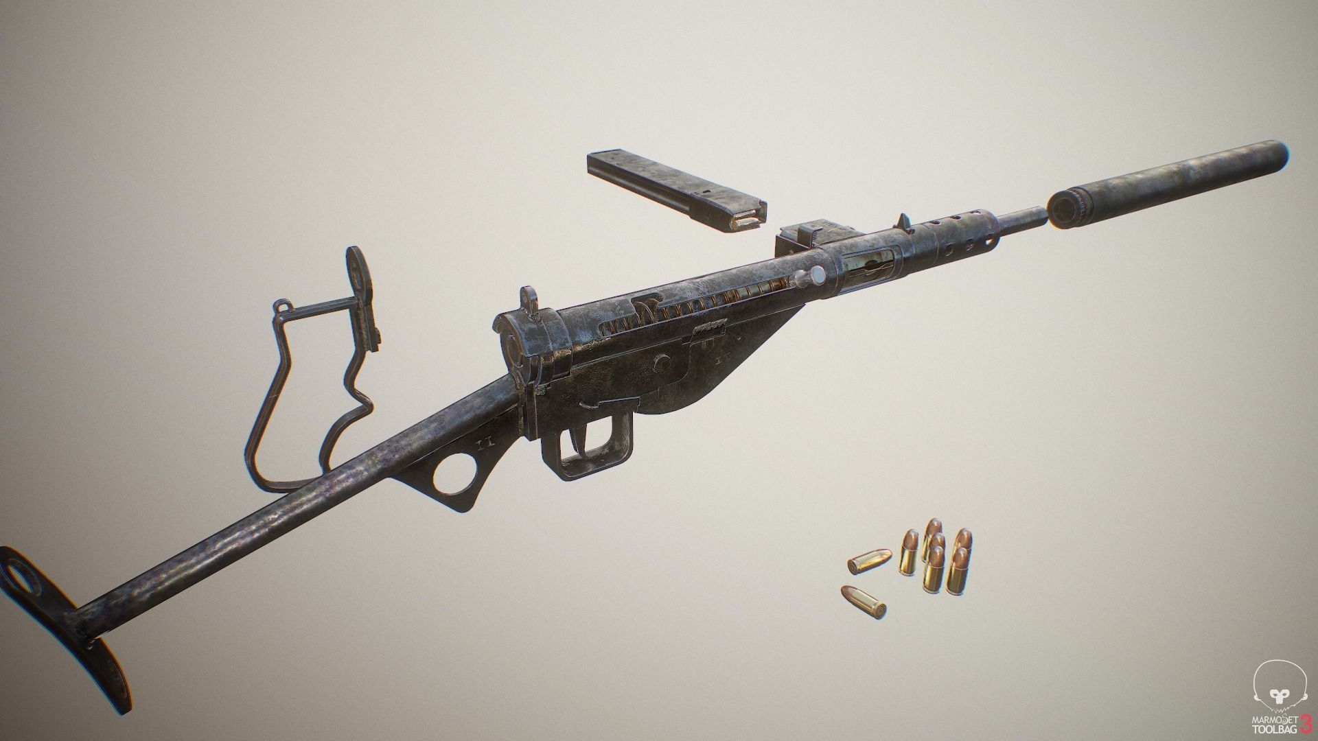 Sten Gun MK II Low-poly 3D model_12