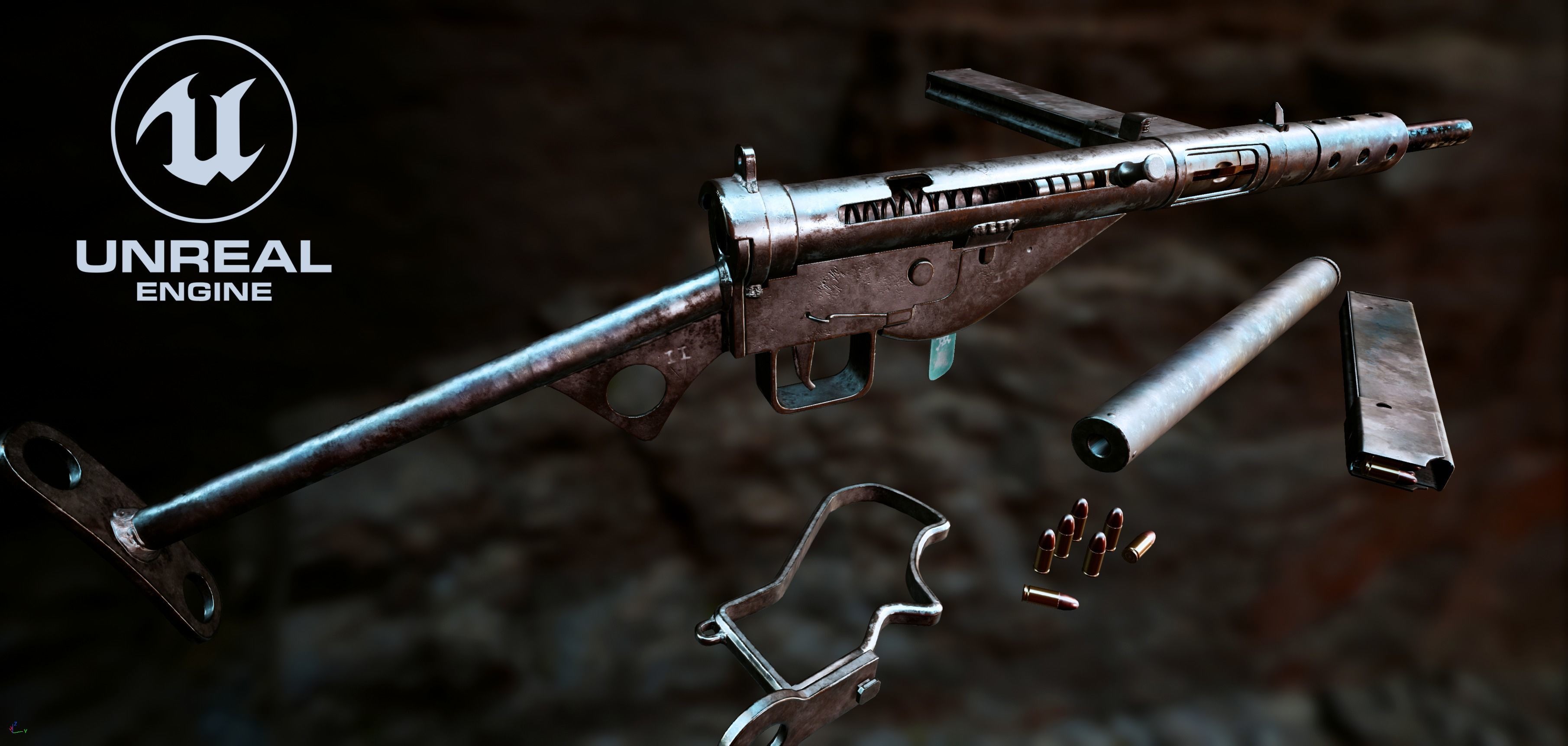 Sten Gun MK II Low-poly 3D model_5