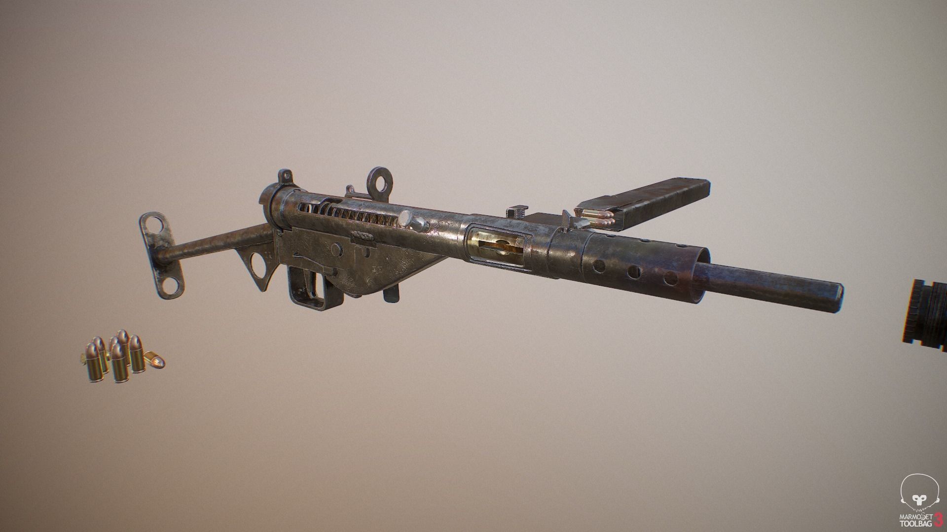 Sten Gun MK II Low-poly 3D model_11