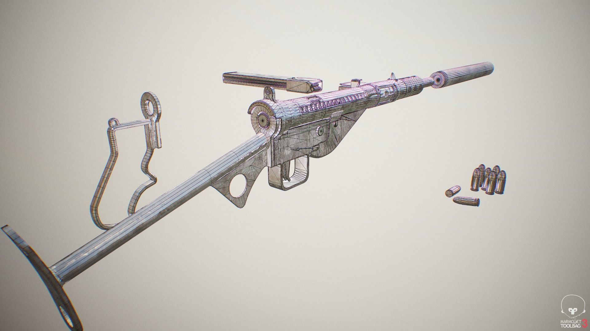 Sten Gun MK II Low-poly 3D model_14