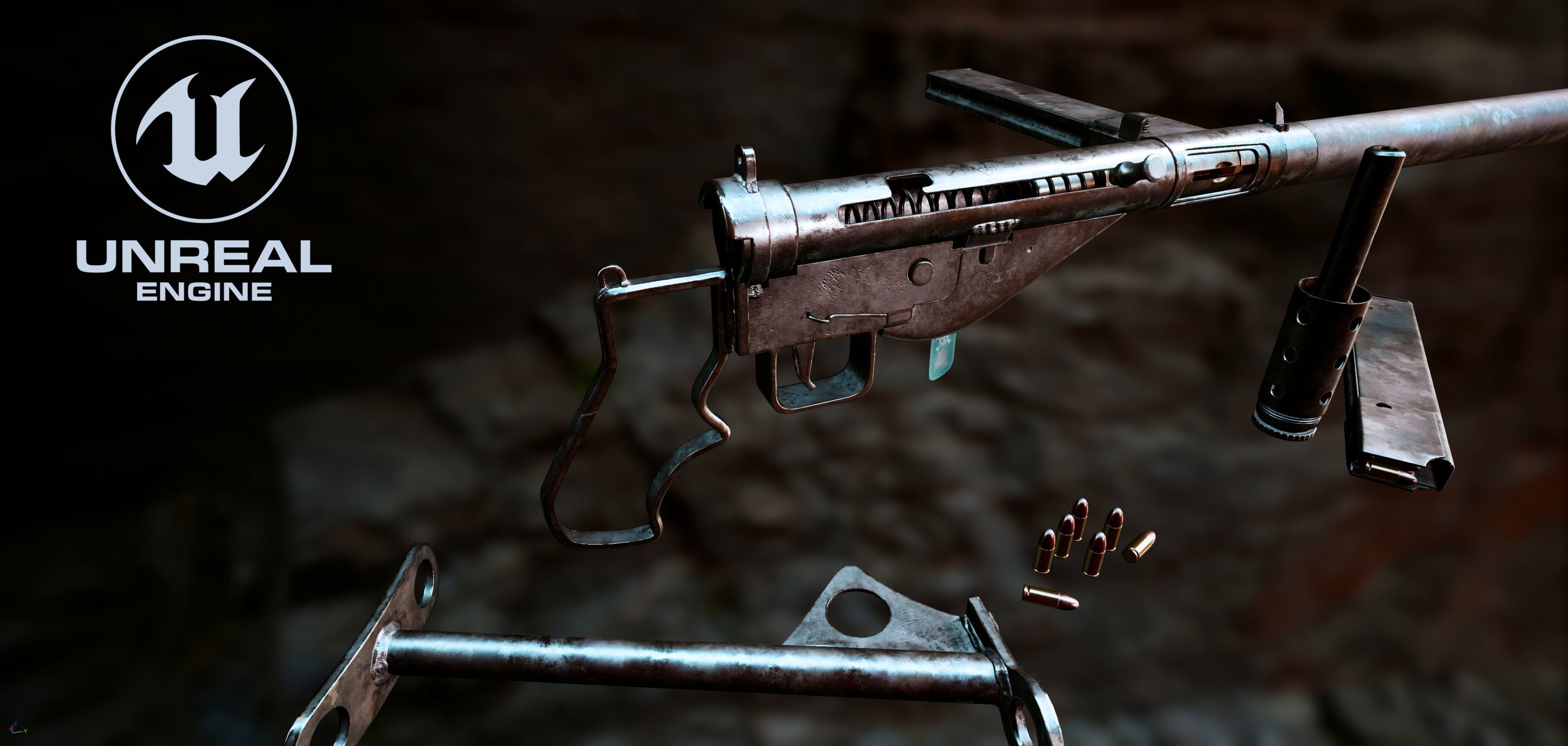 Sten Gun MK II Low-poly 3D model_6