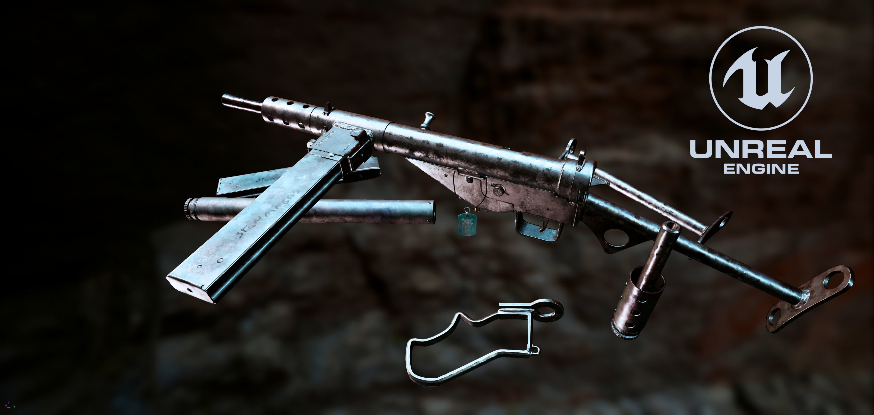 Sten Gun MK II Low-poly 3D model_3