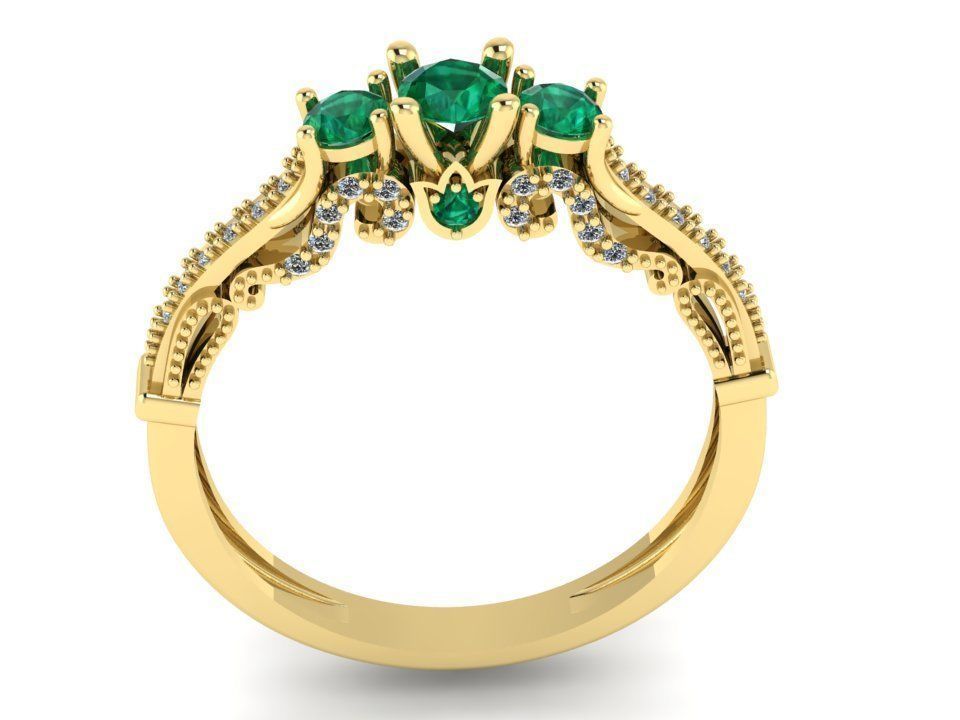 three stone ring 3D print model_1