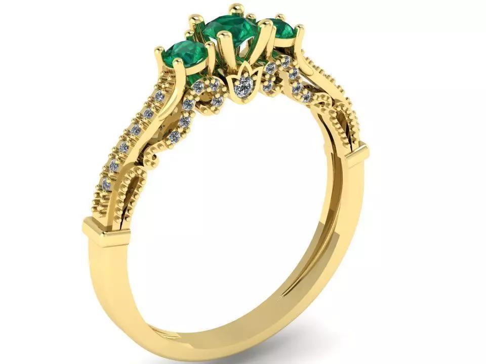 three stone ring 3D print model_0