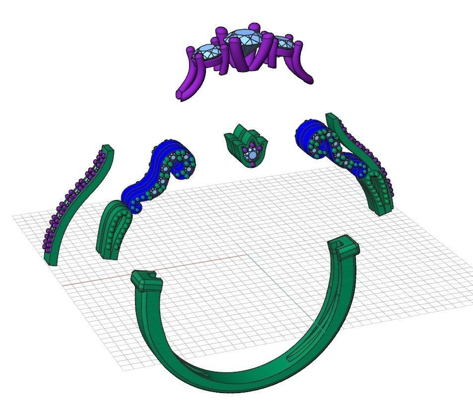 three stone ring 3D print model_7