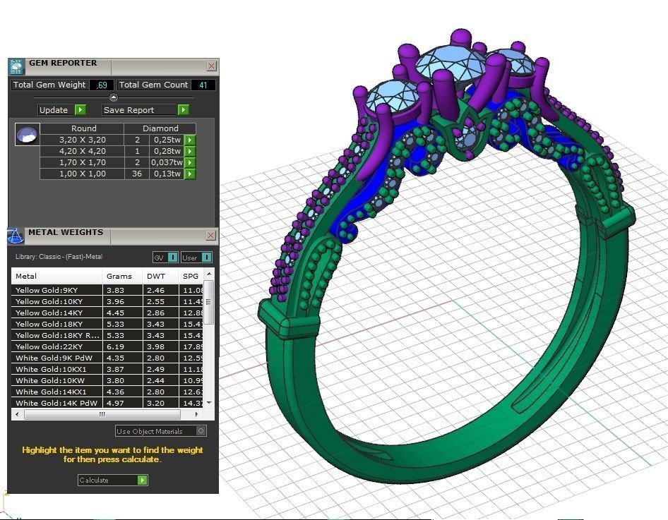three stone ring 3D print model_6