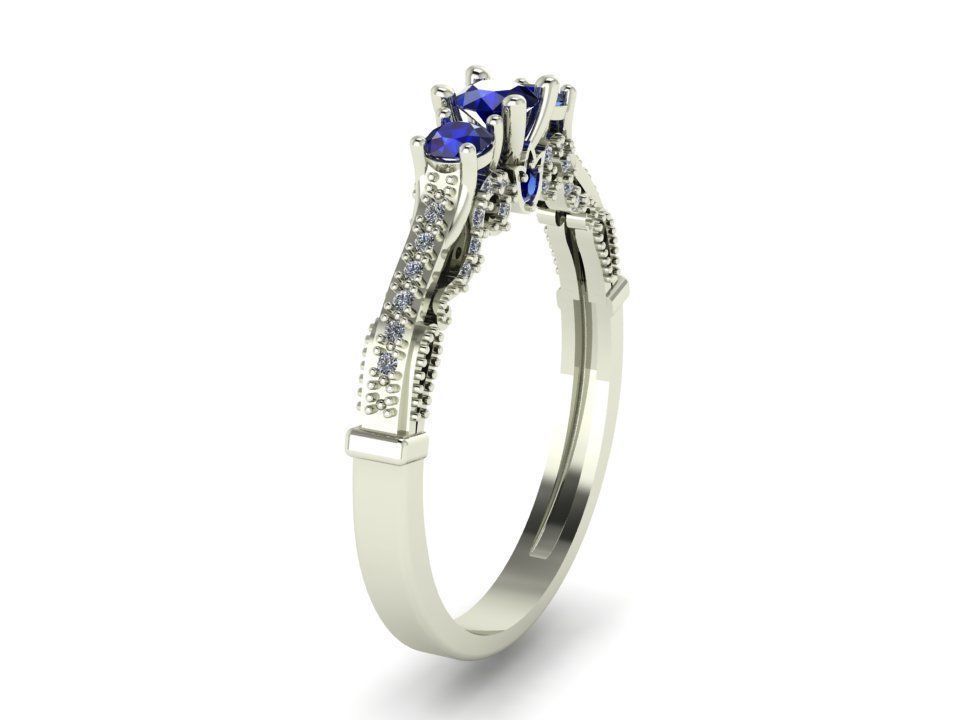 three stone ring 3D print model_3