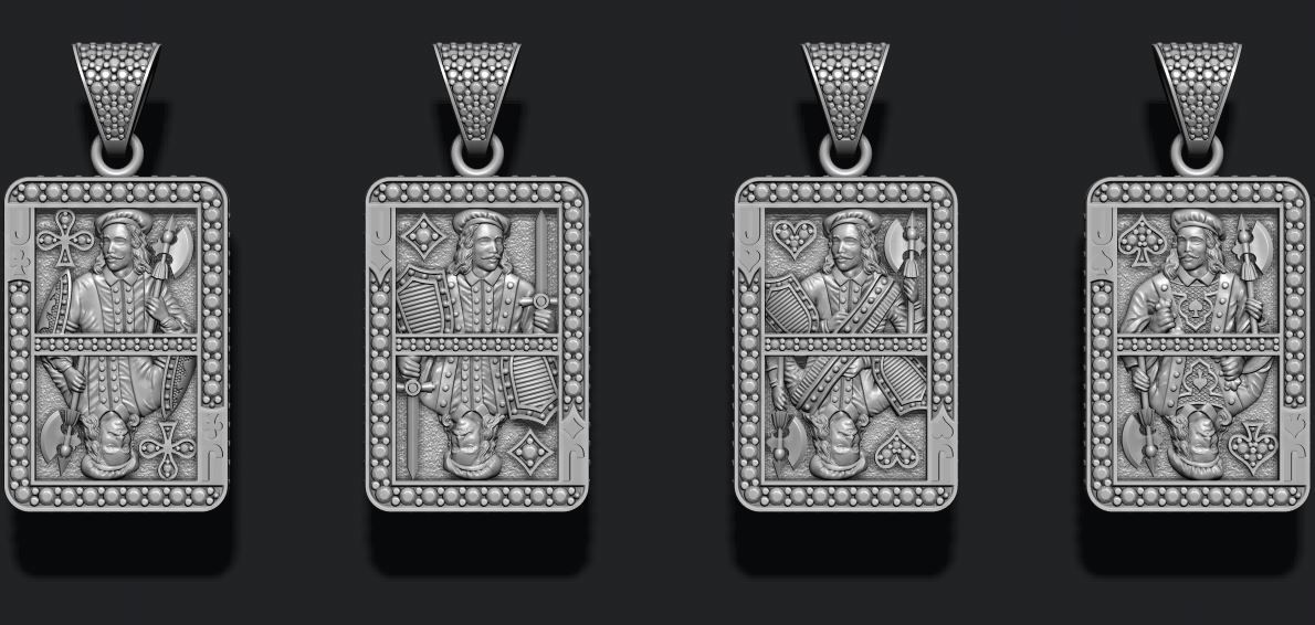 playing cards Jack pack set 3D print model_19