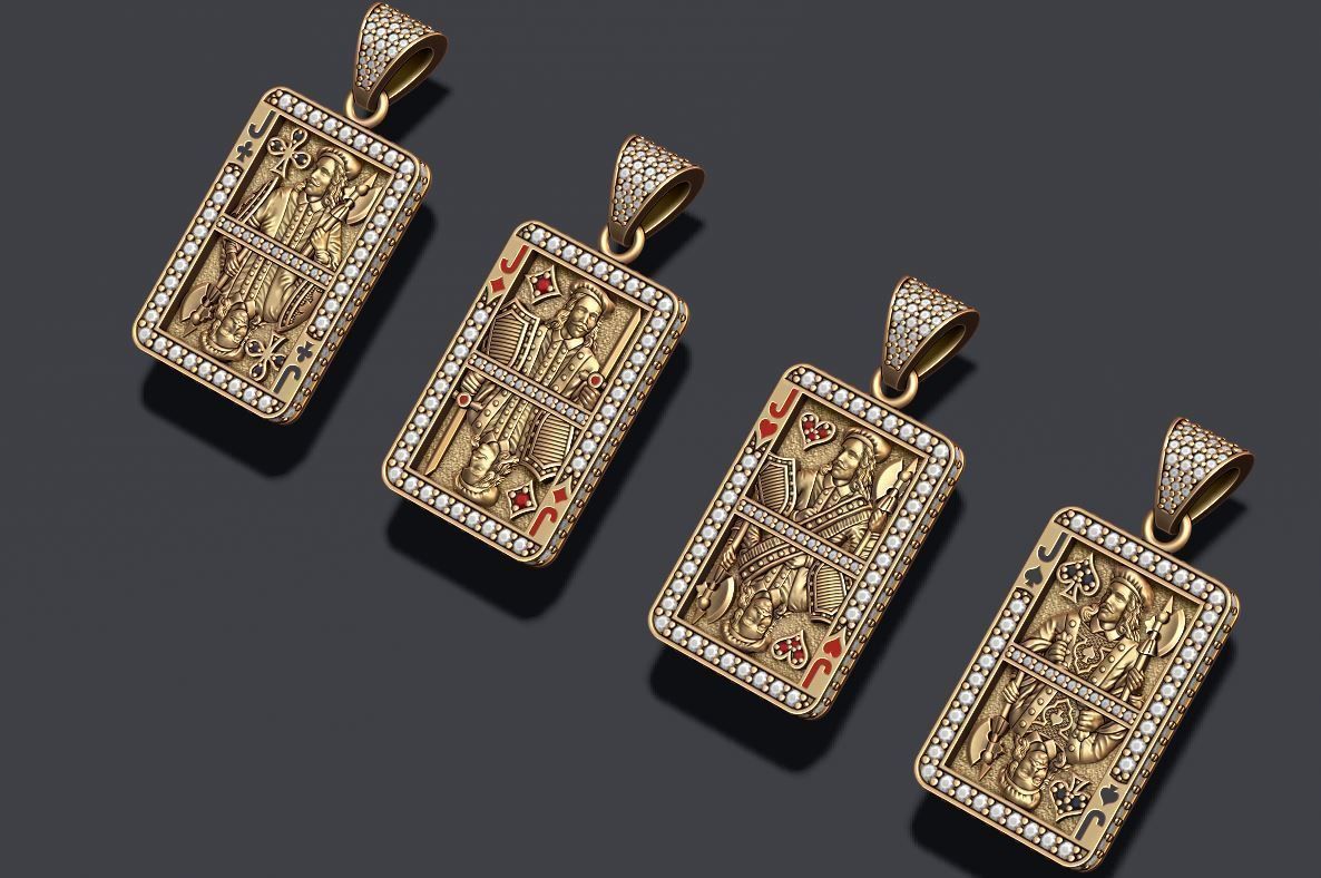 playing cards Jack pack set 3D print model_2