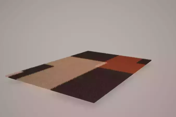 Carpet rug with orange and squares