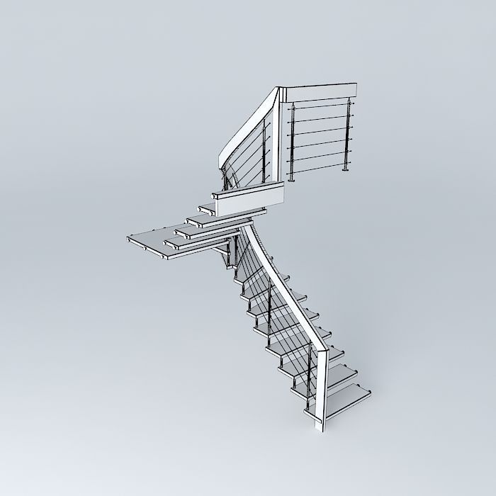Bolt Staircase Wooden stairs Free 3D model_3