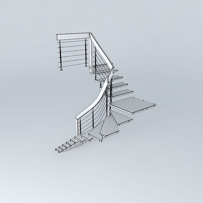 Bolt Staircase Wooden stairs Free 3D model_4