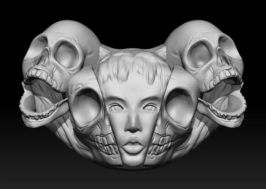 Memento mori pendant 3D print model_0