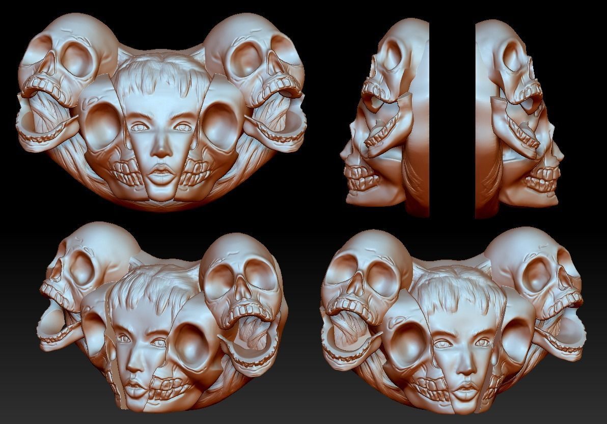 Memento mori pendant 3D print model_1