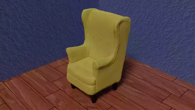 PBR Armchair low poly game ready 3d model wing chair