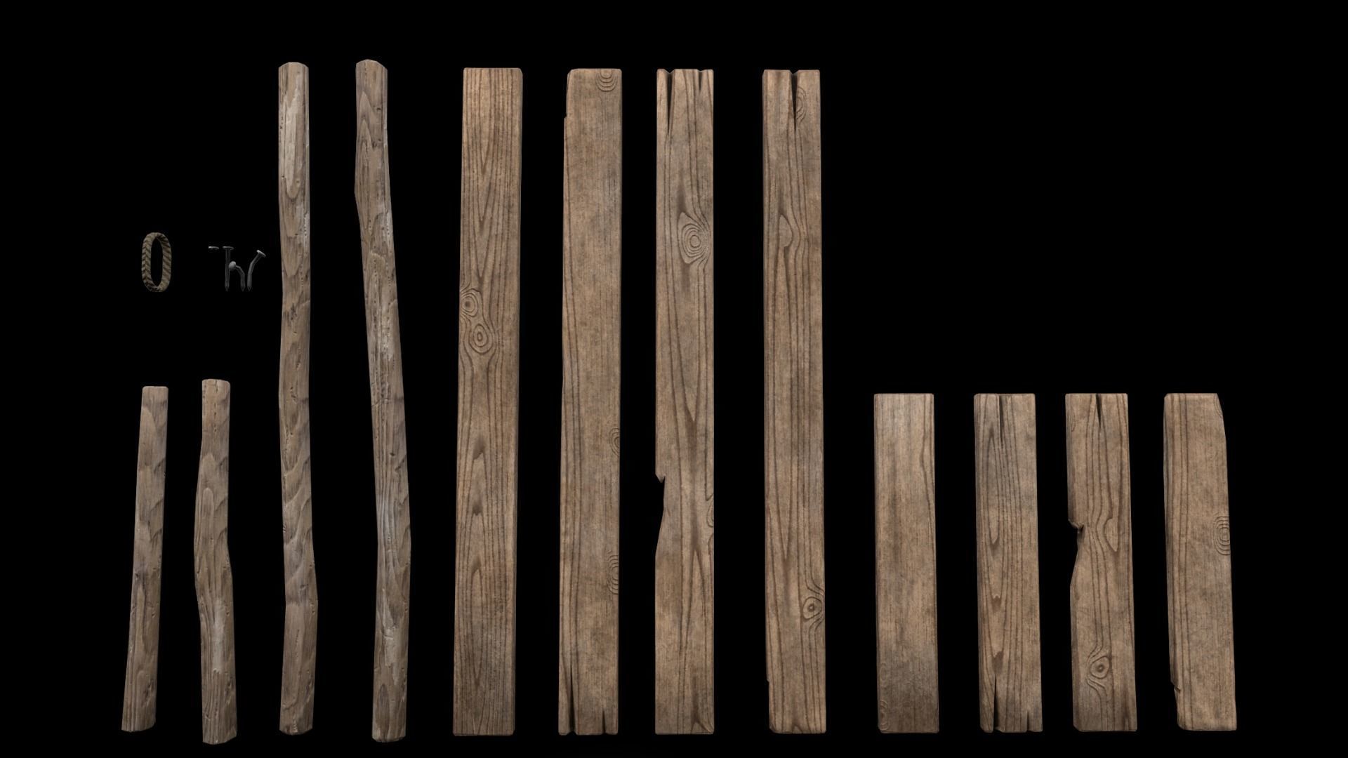 Wooden Planks Low-poly 3D model_2
