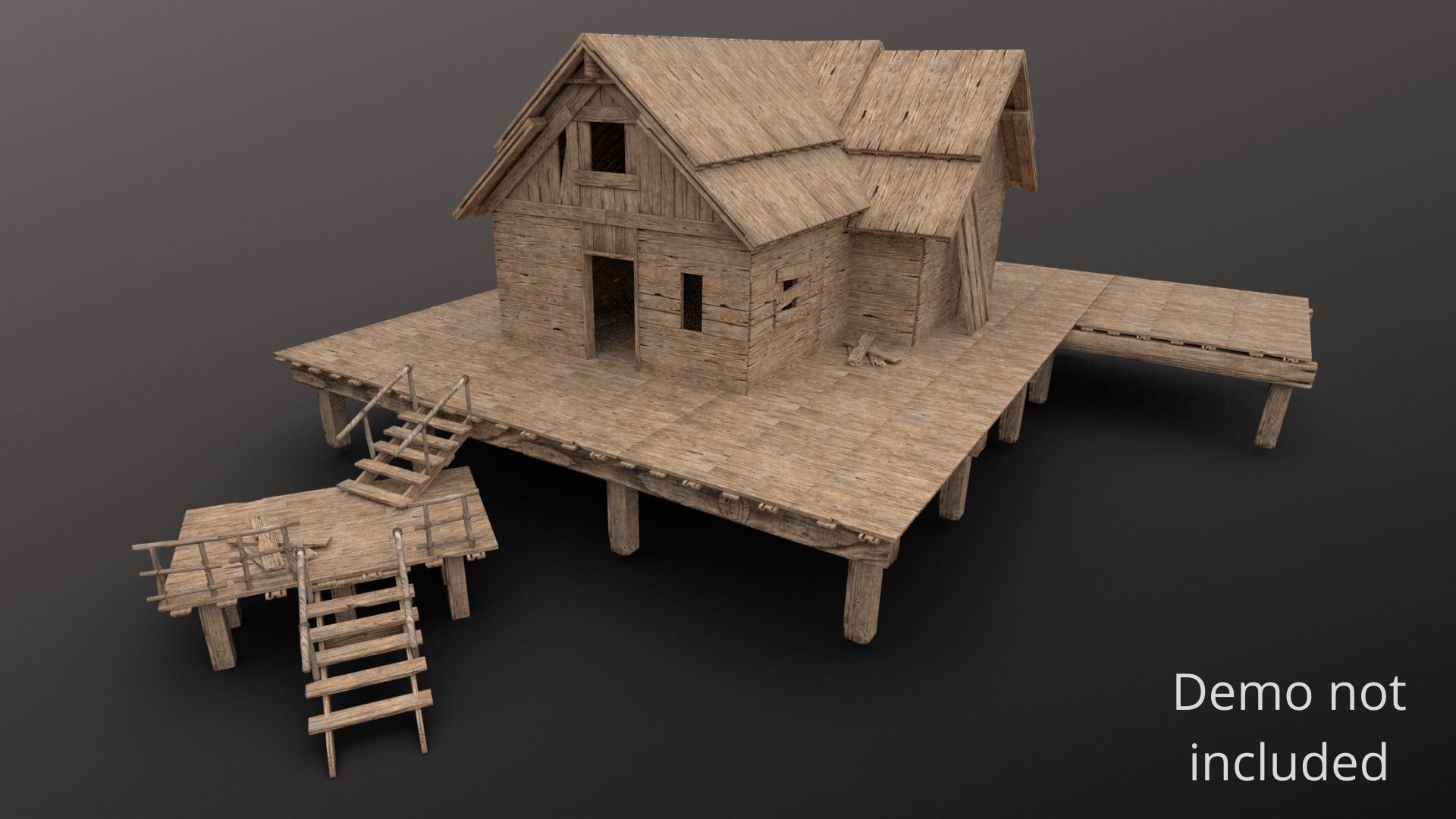 Wooden Planks Low-poly 3D model_5