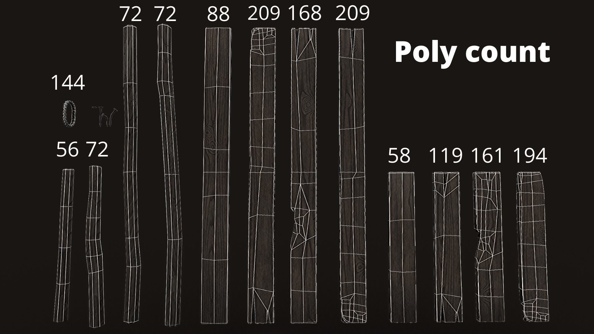 Wooden Planks Low-poly 3D model_3