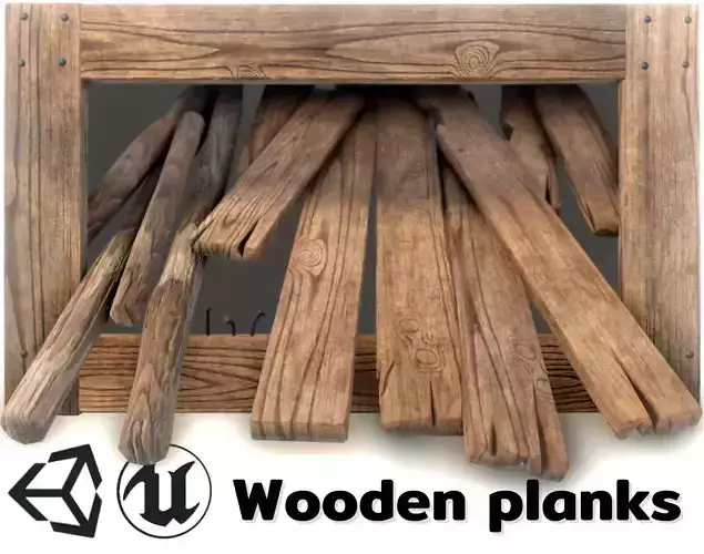 Wooden Planks Low-poly 3D model